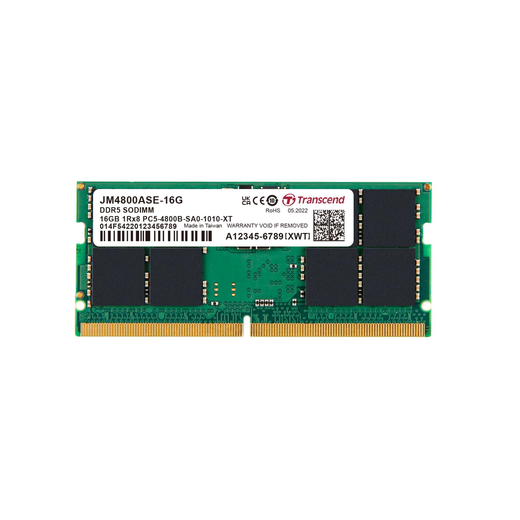 Transcend 16GB JM DDR5 4800 SO-DIMM 1RX8 2GX8